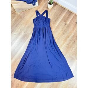 Lulus Air of Romance Navy Blue Maxi Dress Romantic Prom Wispy Sheer Flowy